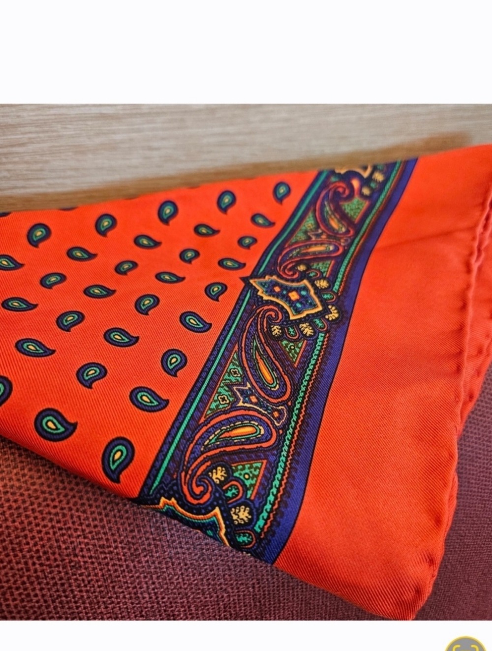 Polo Ralph Lauren Silk Scarf, Ralph Lauren Mens Pocket Scarf, Made In Italy - Picture 2 of 5